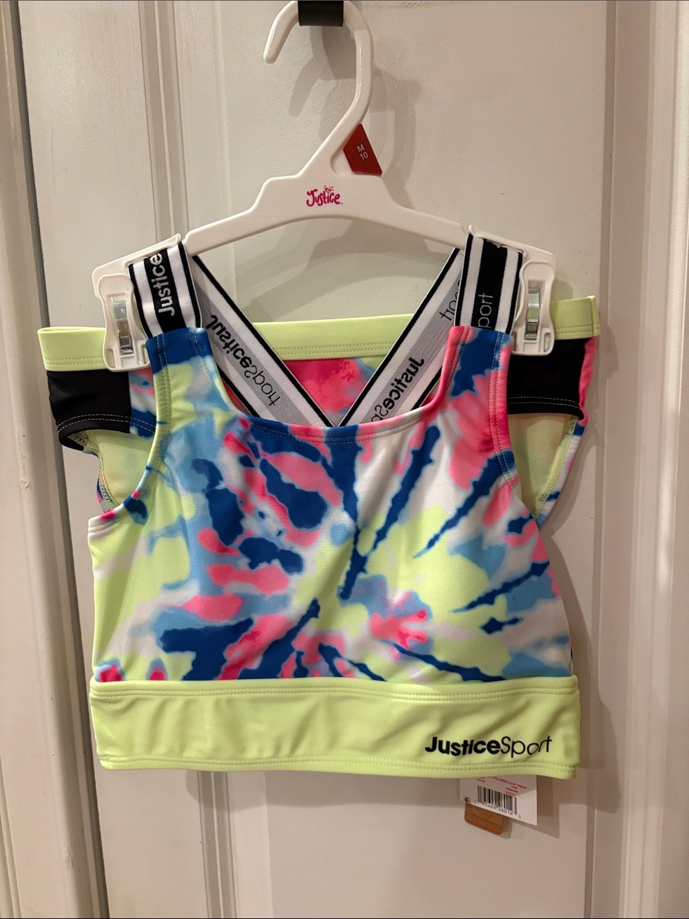 Justice sport girls size M Neon Tie-Dye Swim Bikini Top multi color sku 128 NwT